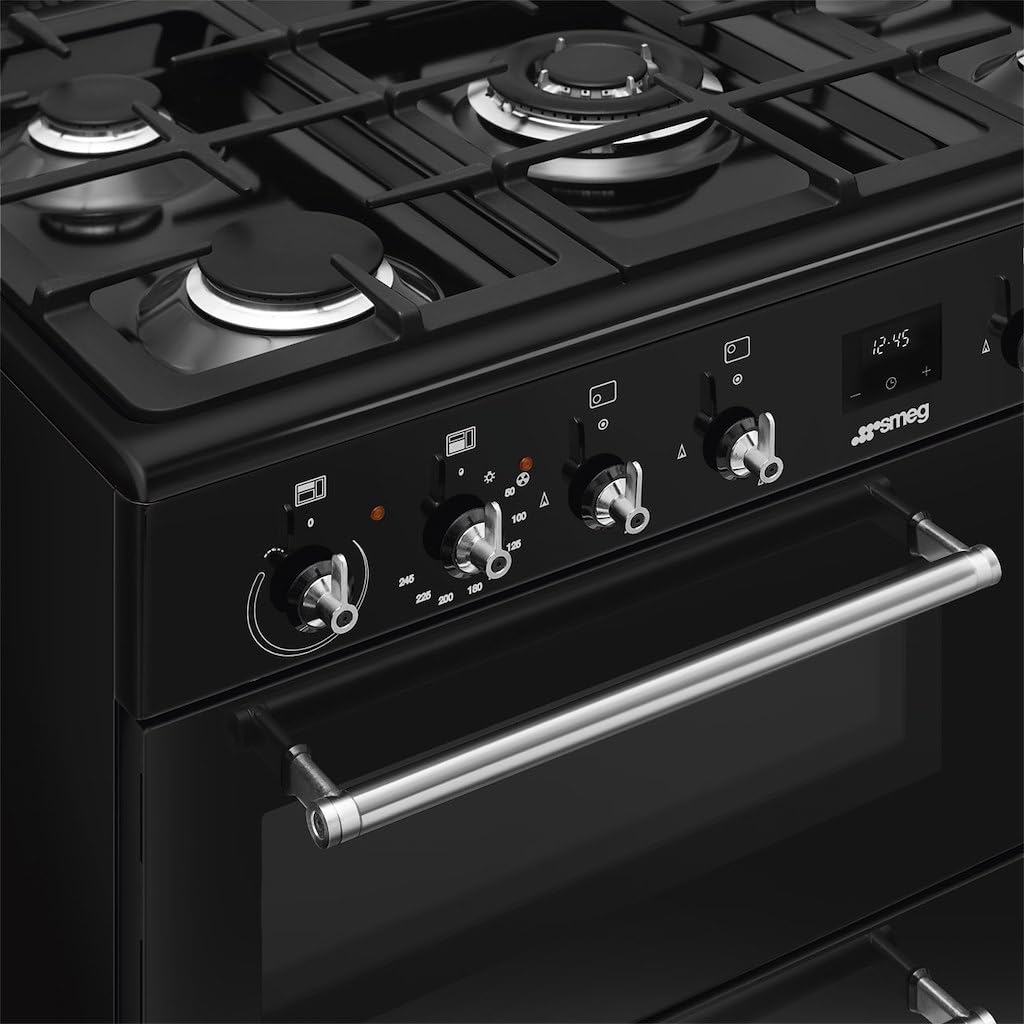 90cm Dual Fuel Range Cooker 61L Fan Convection Black