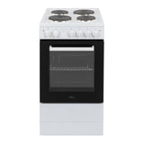 Freestanding Electric Cooker 62L 4 Solid Plate Hobs White